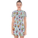 Cupcake Doodle Pattern Drop Hem Mini Chiffon Dress View1