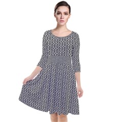 Black And White Triangles Quarter Sleeve Waist Band Dress by Sparkle
