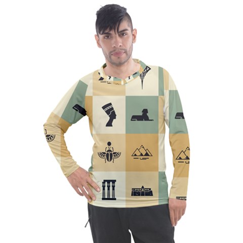 Egyptian Flat Style Icons Men s Pique Long Sleeve Tee by Wegoenart