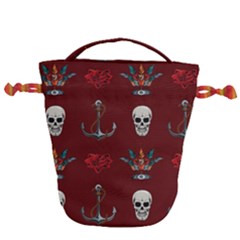 Tattoo Old School Background Pattern Drawstring Bucket Bag by Wegoenart