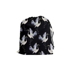 Crane Pattern Drawstring Pouch (medium) by Wegoenart