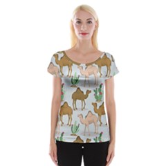 Camels Cactus Desert Pattern Cap Sleeve Top by Wegoenart