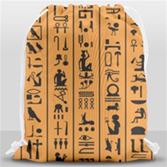 Egyptian Hieroglyphs Ancient Egypt Letters Papyrus Background Vector Old Egyptian Hieroglyph Writing Drawstring Bag (large) by Wegoenart