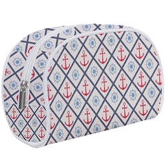 Seamless Pattern With Cross Lines Steering Wheel Anchor Makeup Case (large) by Wegoenart