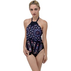 Chartres Cathedral Notre Dame De Paris Amiens Cath Stained Glass Go With The Flow One Piece Swimsuit by Wegoenart