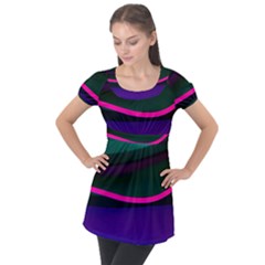 Neon Wonder Puff Sleeve Tunic Top by essentialimage
