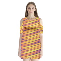 Strips Hole Shoulder Cutout Velvet One Piece by Sparkle