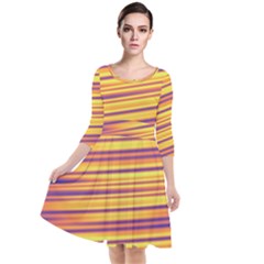 Strips Hole Quarter Sleeve Waist Band Dress by Sparkle