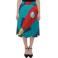 Rocket With Science Related Icons Image Classic Midi Skirt by Vaneshart