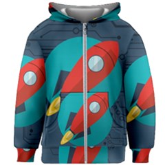 Rocket With Science Related Icons Image Kids  Zipper Hoodie Without Drawstring by Vaneshart