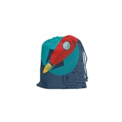 Rocket With Science Related Icons Image Drawstring Pouch (xs) by Vaneshart