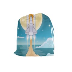 Space Exploration Illustration Drawstring Pouch (large) by Vaneshart