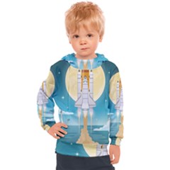 Space Exploration Illustration Kids  Hooded Pullover by Vaneshart