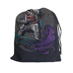 Illustration Astronaut Cosmonaut Paying Skateboard Sport Space With Astronaut Suit Drawstring Pouch (2xl) by Vaneshart