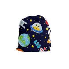 Space Seamless Pattern Drawstring Pouch (medium) by Vaneshart