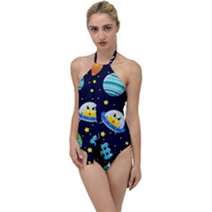 Space Seamless Pattern Go With The Flow One Piece Swimsuit by Vaneshart