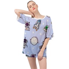 Seamless Pattern With Space Theme Oversized Chiffon Top by Vaneshart