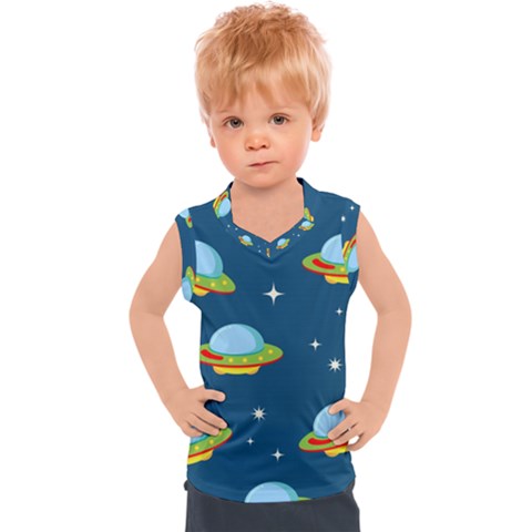 Seamless Pattern Ufo With Star Space Galaxy Background Kids  Sport Tank Top by Vaneshart