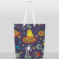 Vector Flat Space Design Background With Text Full Print Rope Handle Tote (small) by Vaneshart