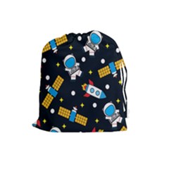 Seamless Adventure Space Vector Pattern Background Drawstring Pouch (large) by Vaneshart