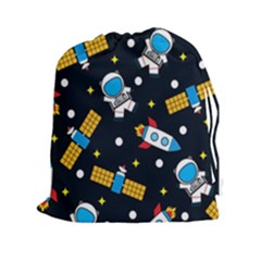 Seamless Adventure Space Vector Pattern Background Drawstring Pouch (2xl) by Vaneshart