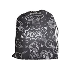 Vector Flat Space Design Background With Text Drawstring Pouch (xl) by Vaneshart