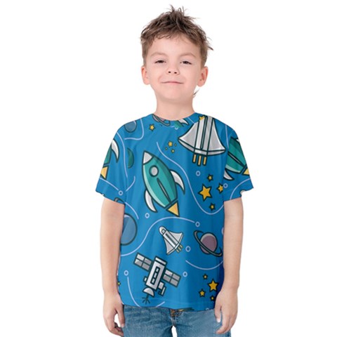 About Space Seamless Pattern Kids  Cotton Tee by Vaneshart