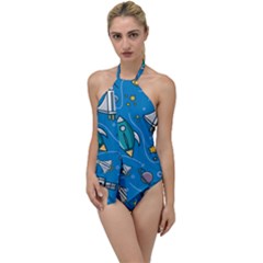 About Space Seamless Pattern Go With The Flow One Piece Swimsuit by Vaneshart