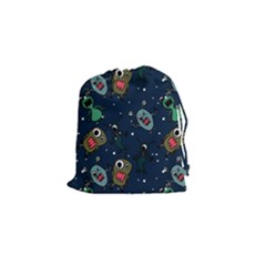 Monster Alien Pattern Seamless Background Drawstring Pouch (small) by Vaneshart