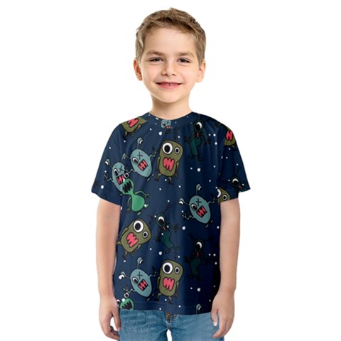 Monster Alien Pattern Seamless Background Kids  Sport Mesh Tee by Vaneshart