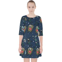 Monster Alien Pattern Seamless Background Pocket Dress by Vaneshart