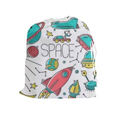 Space Cosmos Seamless Pattern Seamless Pattern Doodle Style Drawstring Pouch (xl) by Vaneshart
