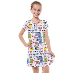 Monster Cool Seamless Pattern Kids  Cross Web Dress by Vaneshart