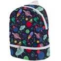 Cosmos Ufo Concept Seamless Pattern Zip Bottom Backpack View1