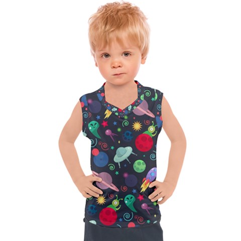 Cosmos Ufo Concept Seamless Pattern Kids  Sport Tank Top by Vaneshart