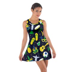 Seamless Brazilian Carnival Pattern With Musical Instruments Cotton Racerback Dress by Vaneshart
