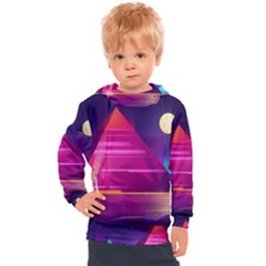 Egyptian Pyramids Night Landscape Cartoon Kids  Hooded Pullover by Vaneshart