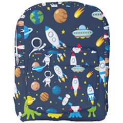 Big Set Cute Astronauts Space Planets Stars Aliens Rockets Ufo Constellations Satellite Moon Rover V Full Print Backpack by Vaneshart