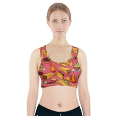 Seamless Pattern Mexican Food Hat Traditional Sports Bra With Pocket by Vaneshart