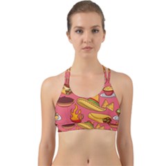 Seamless Pattern Mexican Food Hat Traditional Back Web Sports Bra by Vaneshart