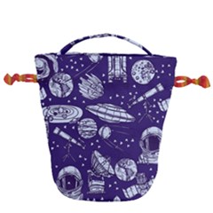 Space Sketch Seamless Pattern Drawstring Bucket Bag by Vaneshart