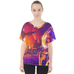 Far Future Human Colonization V-neck Dolman Drape Top by Vaneshart