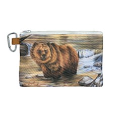 Brown Bear Canvas Cosmetic Bag (medium) by ArtByThree