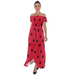 Seamless Watermelon Surface Texture Off Shoulder Open Front Chiffon Dress by Vaneshart