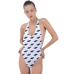 Freedom Concept Graphic Silhouette Pattern Backless Halter One Piece Swimsuit by dflcprintsclothing