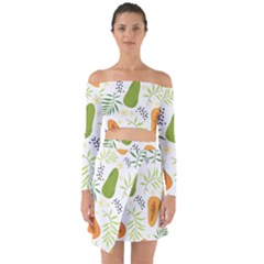 Seamless Tropical Pattern With Papaya Off Shoulder Top With Skirt Set by Vaneshart