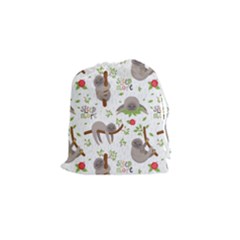 Seamless Pattern With Cute Sloths Sleep More Drawstring Pouch (small) by Vaneshart