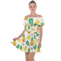 Tropical Fruits Pattern Off Shoulder Velour Dress View1