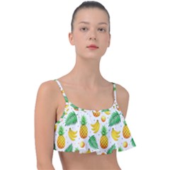 Tropical Fruits Pattern Frill Bikini Top by Vaneshart