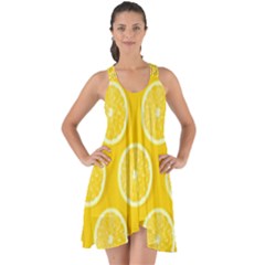 Lemon Fruits Slice Seamless Pattern Show Some Back Chiffon Dress by Vaneshart